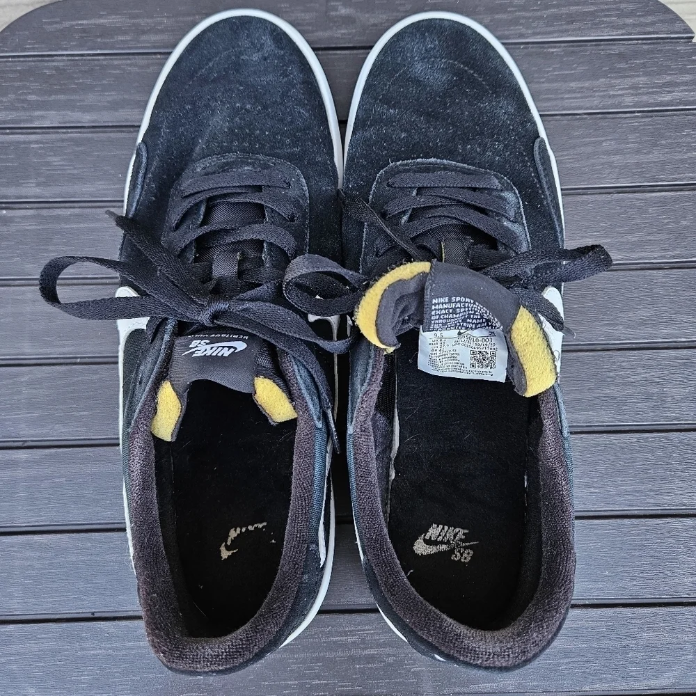 Nike SB Heritage Vulc Black White Skate Sneaker Shoes CD5010-003 Men's Size 9.5